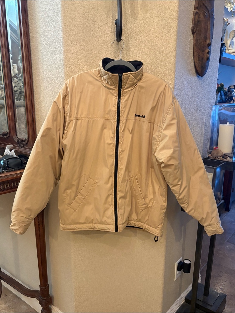 Vintage Timberland Men Yellow Fleece Lined Warm Thick Zipped Jacket Size Medium